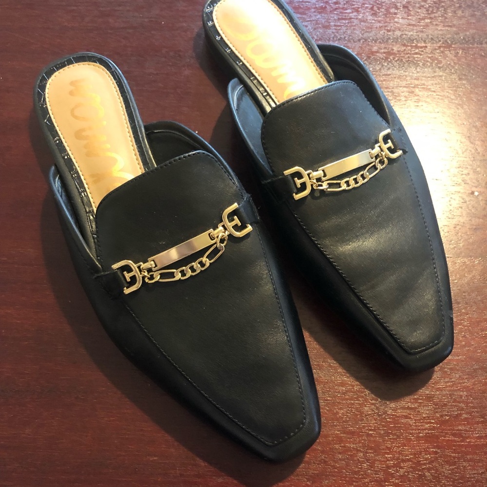 Sam Edelman Black Leather Mules Size 7